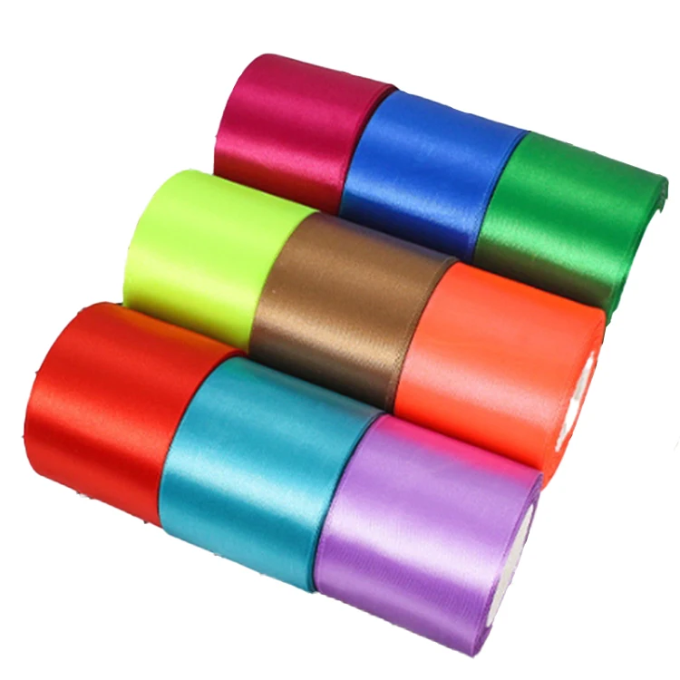 High Quality 3 Inch Satin Ribbon Colorful Single Face Embroidered Fabric for Gift Wrapping and Clothing Available in Roll
