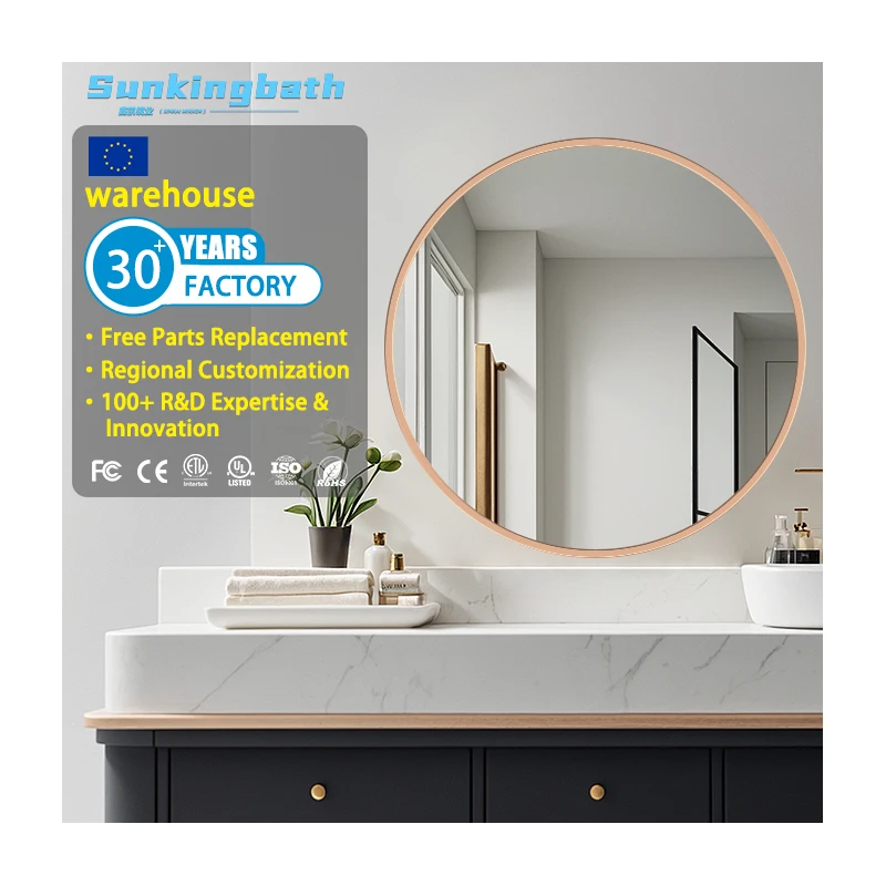Customizable Wall Mount Bath Mirrors Stylish Round Mirror with Aluminum Frame for Bathroom and Living Room Wall