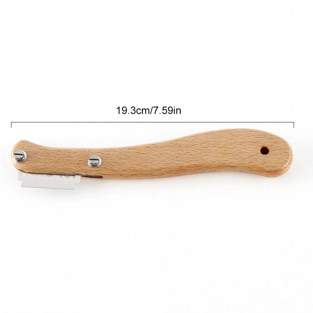 1pc Stainless Steel Bread Lame Dough Scoring Tool With Wooden Handle,  Curved Bread Cutting Razor