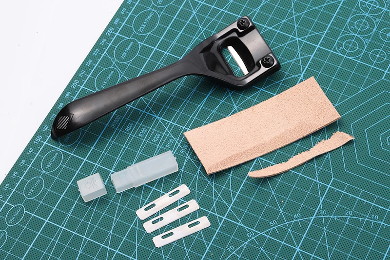 Professional Leathercraft Handmaking Tools of Super Skiver Skiving Tool with Replacement Blades Kit Set