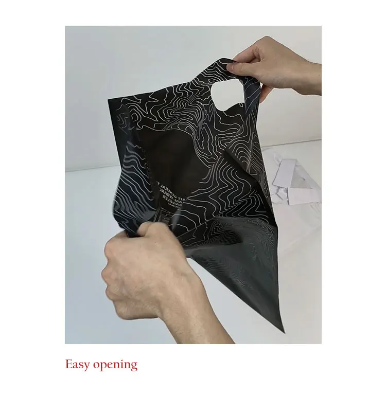 For Packaging Recycle Shopping Bags with Logos Wholesale Custom Die Cut Handle Plastic Biodegradable China Clothing Packaging factory