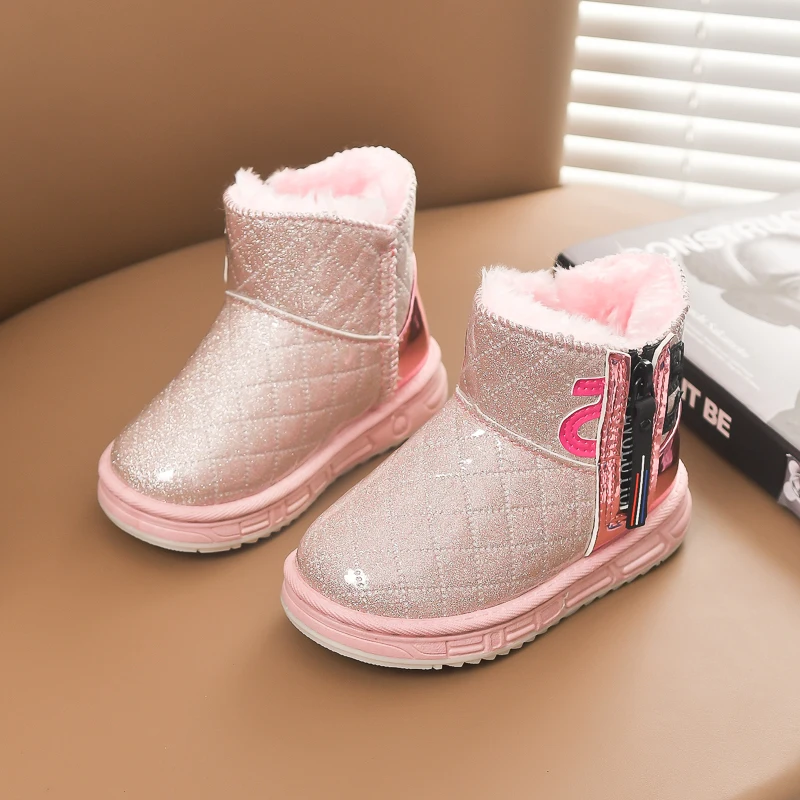 Детские теплые зимние ботинки, теплые Нескользящие большие хлопковые ботинки, Детские универсальные короткие ботинки, зима 2021