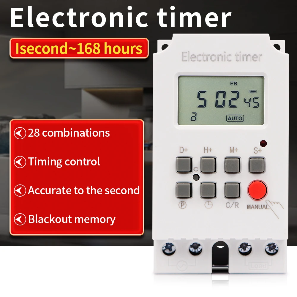Walfront Temporizador Digital 220V KG316S: Interruptor De Microordenador Con LCD Para Control Automático (1s-168h) - Ahorra Energía En Luces, Riegos Y Más