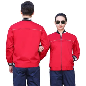 Custom Workwear Fabric Breathable  Jacket & Pants Embossed Printing Coverall Style Work Uniform