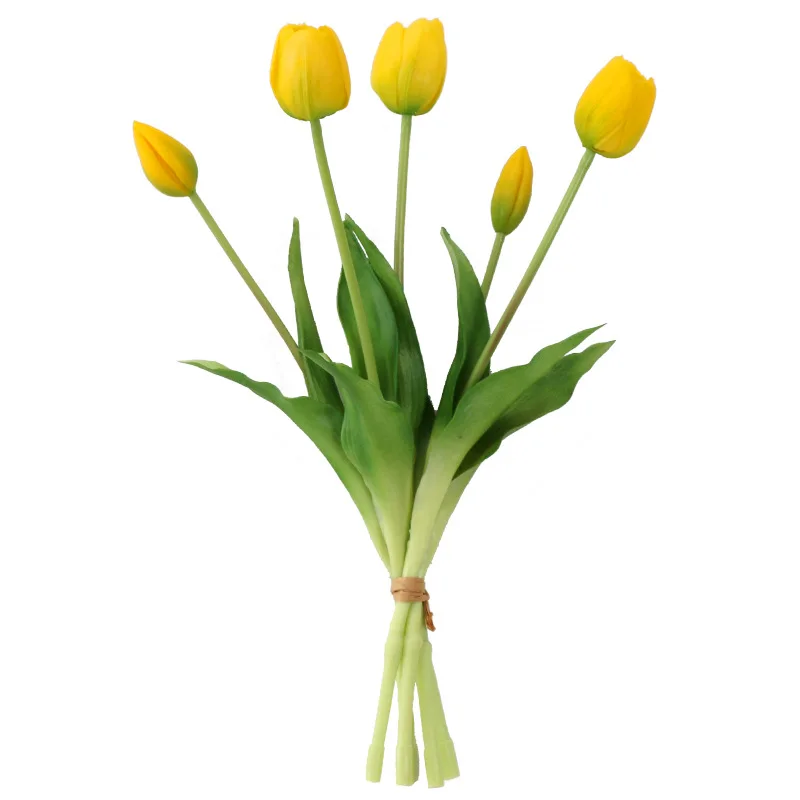 fabbrica di vendita calda artificiale colla morbida lattice 5 teste tulipano  mazzo sensazione di mano reale tocco tulip faux fiori per il matrimonio