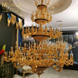 Luxury French Copper 24K Gold Large Premium Pendant 24-Hour Free Shipping Premium Quality Chandelier for Classic Hotel Lighting