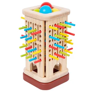 Wooden 3 in 1 Pull Stick Game Color Recognition Puzzle Parent Child Interactive Board Game Focus Learning Toy for Kids