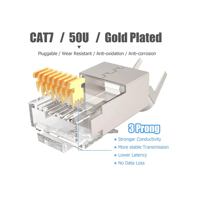 Cable Cat7 1.5mm Wire Hole RJ45 Connector Plug Shielded Copper & PC YL ...