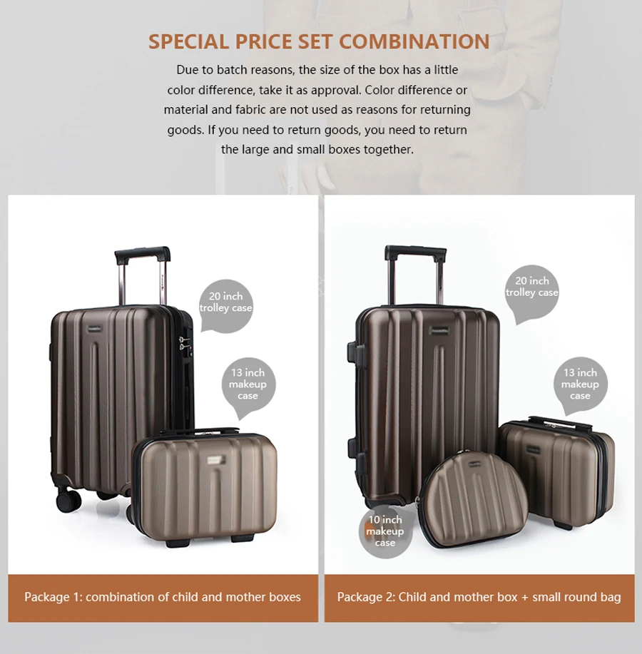 Buy Wholesale China Custom Abs Suitcase Sets Trolley Travel Bag 13