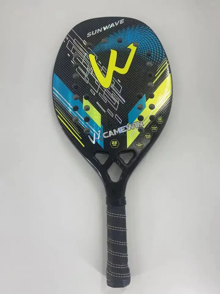 2023 in Stock 3K Beach Tennis Racket Camewin Full Carbon Fiber Rough Surface With Cover Bag Send One Overglue Gift High Quality