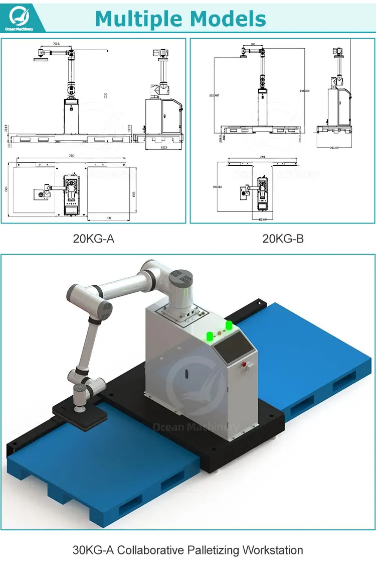 OCEAN Industrial Robotic Arm Cobot Palletizer Automatic 25kg Bag ...