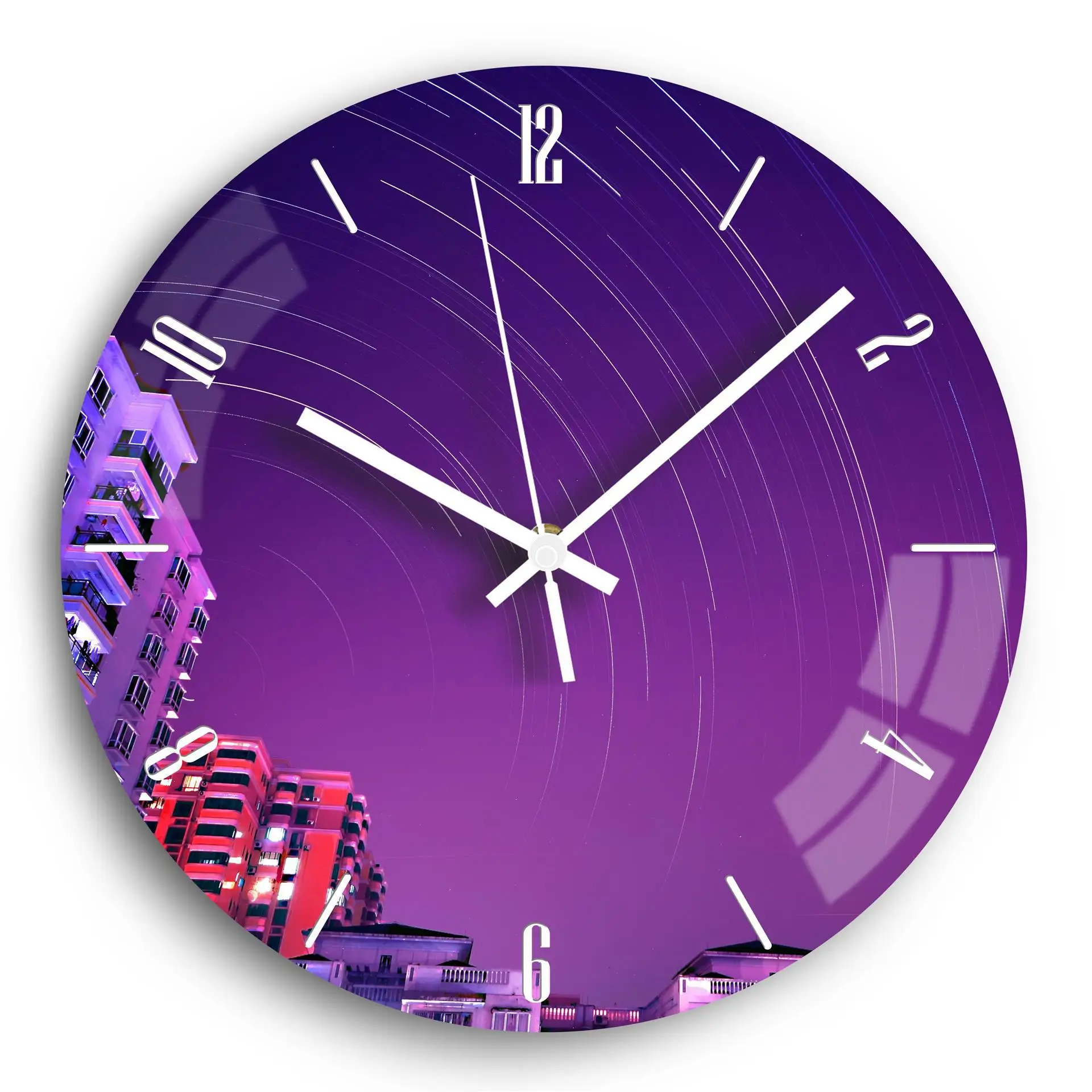 Stylish Simple UV Printing Wall Clock for Home Decor Art Craft Stained Glass Wall Clocks