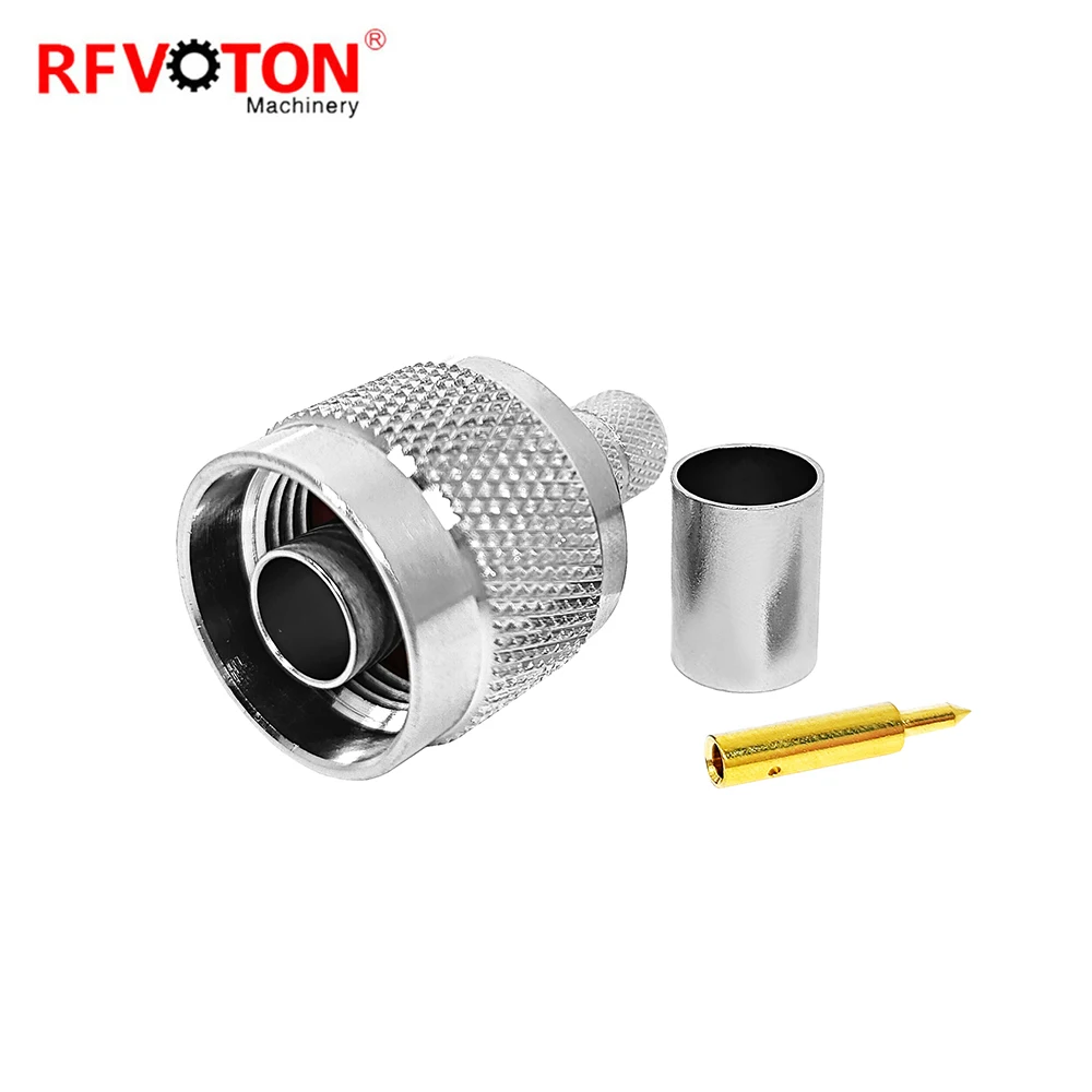 Factory Supply 50 Ohm N Type Male Plug Straight Crimp Type for LMR300 5D-FB RG6 Cable  RF Coax Coaxial Connectors in Stock