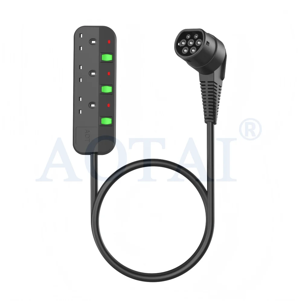 Kabel AOTAI typu 2 do brytyjskiego gniazda 3-gangowego, wersja V2L, nowy adapter do ładowania pojazdów elektrycznych dla BYD, MG, XPENG, Geely, AION, JAECOO, iCAR – przeznaczony do użytku na zewnątrz