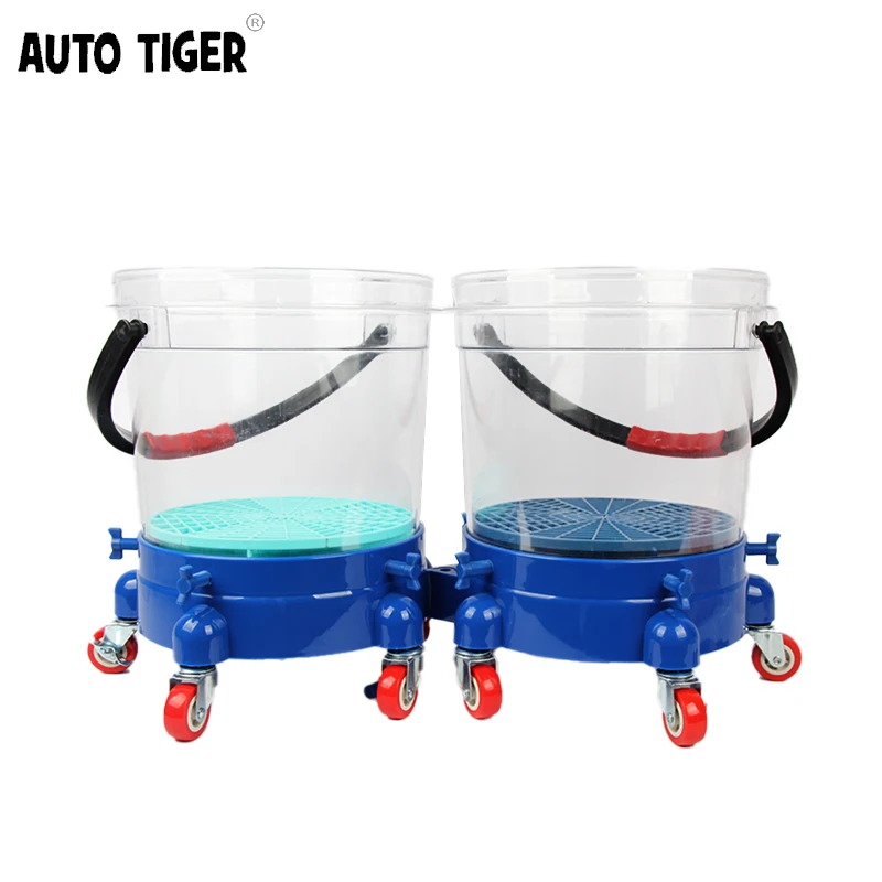 Auto Tiger Cheap Blue 10-20l Two Buckets Of Water Car Wash Bucket 360  Degree Universal Base Printed Car Wash Bucket Dolly - Buy Beauty Care  Supersonic
