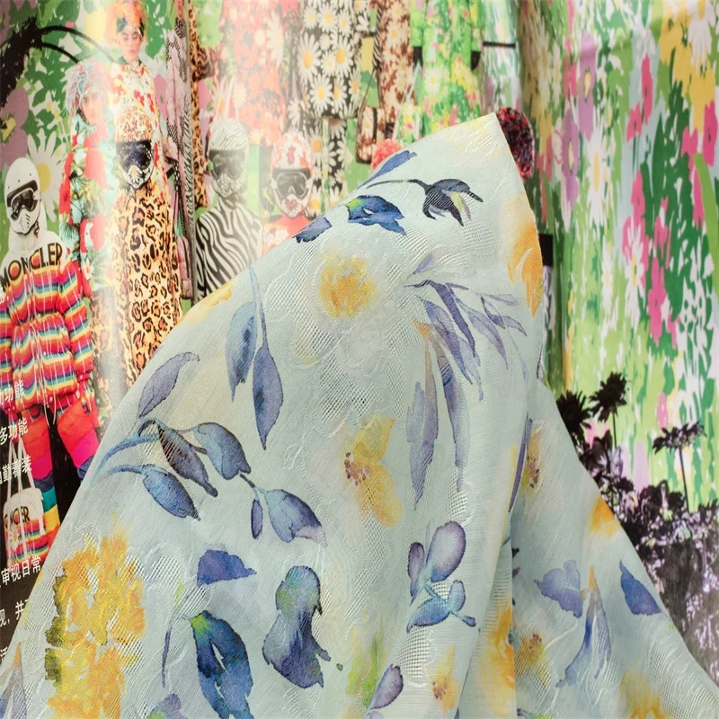 Y5001 # цветочный цифровой Модный узор с принтом тенсель лиоцелл нейлоновая ткань Жаккардовая Ткань шелковая Женская ткань для платья оптовая продажа