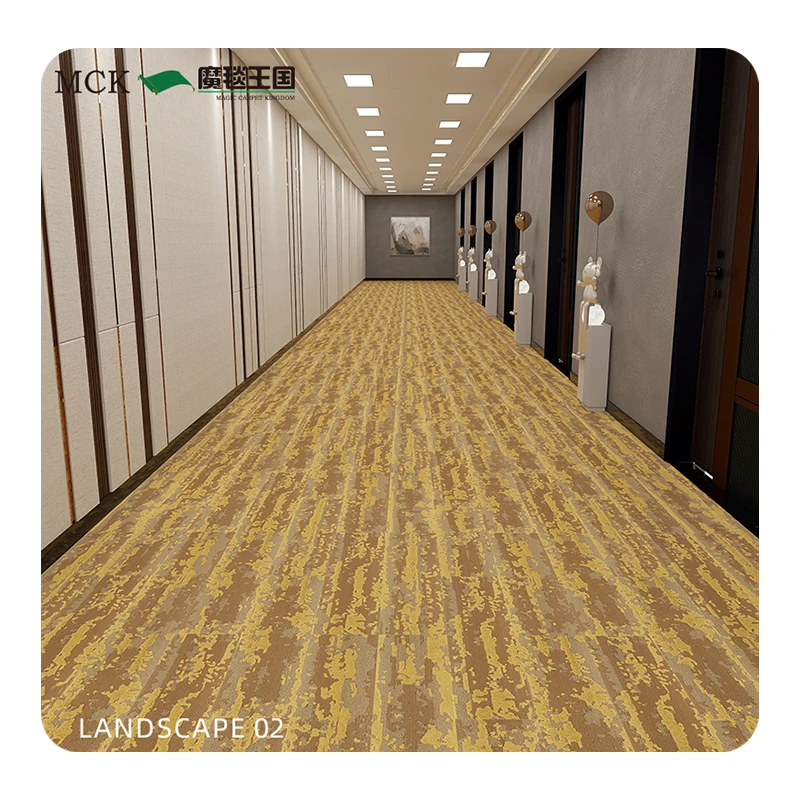 Magic Carpet Kingdom Factory Custom PVC Backing 25x100 cm Nylon New Design Commercial Hotel Square Carpet Tiles With Good Price