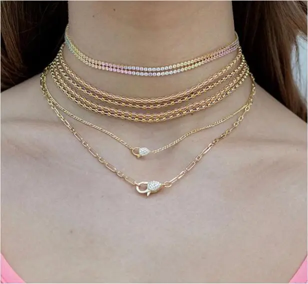 Thin Tennis Chain Choker Gold Filled 
