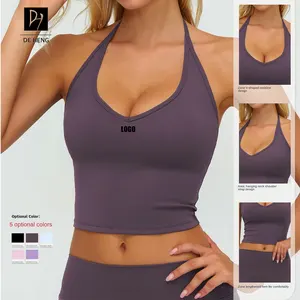 New High Impact Deep V-Neck Backless Crop Running Fitness Yoga Vest Sports Vests Plus Size Yoga Women Halter Women Yoga Bra