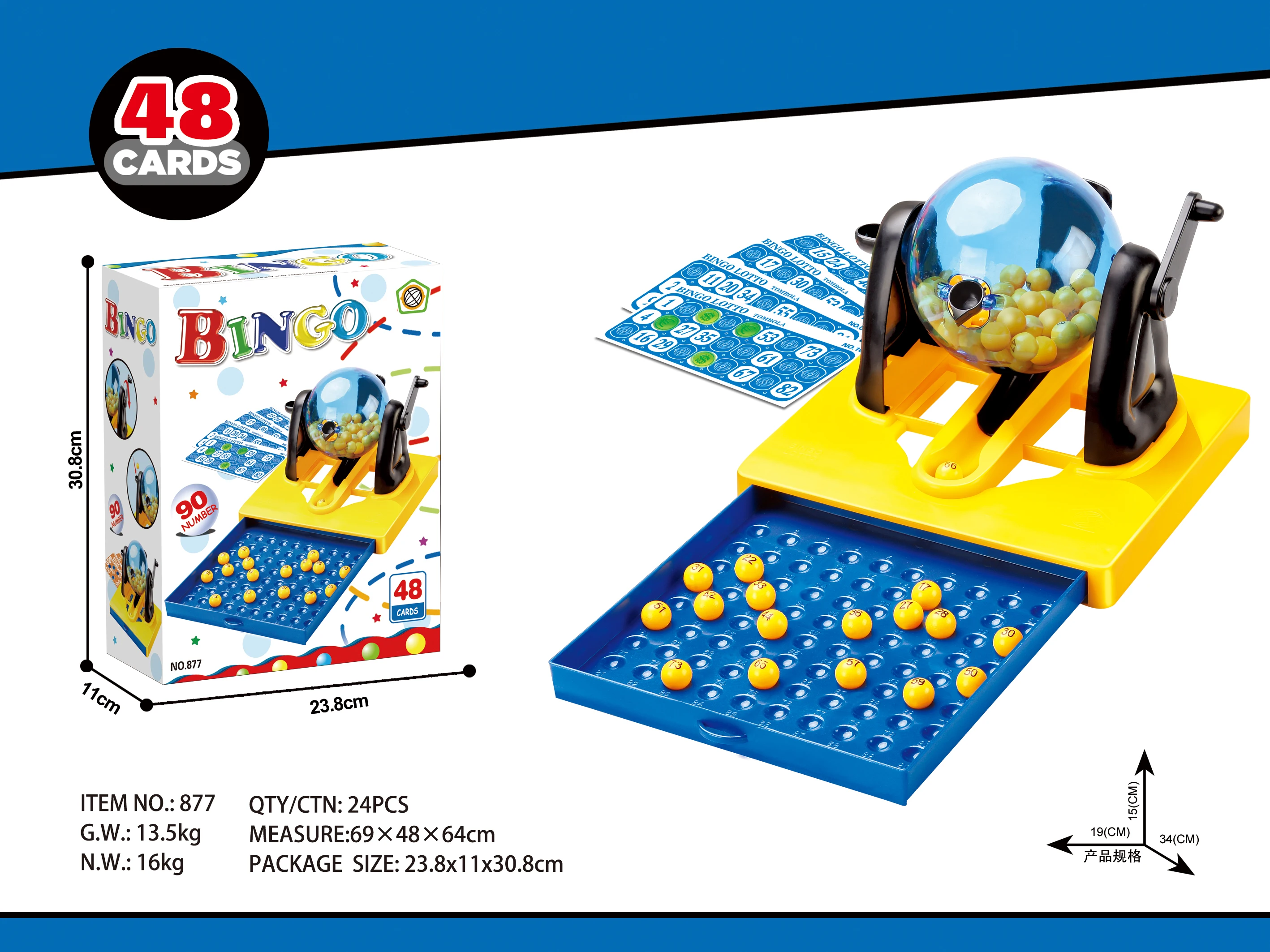 Классический пластиковый ручной Бинго-лотерейный автомат, игрушка с 48 картами, игровой набор для вечеринки, азартные игры