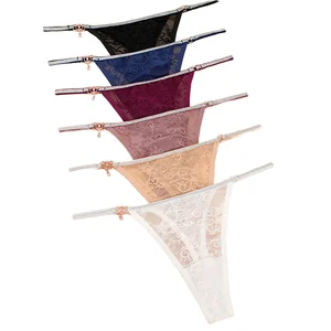 OEM Exquisite Embroidery Transparent Erotic Micro Breathable Nylon Plain Dyed Adjustable Strap Low Waist Lingerie Thong G-string