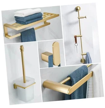 Hot sale hotel home shower room thickened solid brass brushed gold bathroom accessories