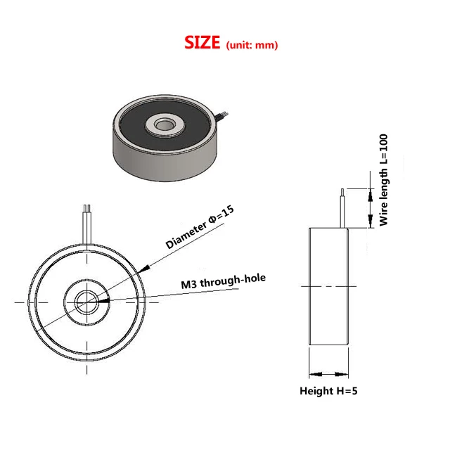 6v 12v Dc 1w 1Kg Circular Holding Mini Disc Solenoid Electromagnet