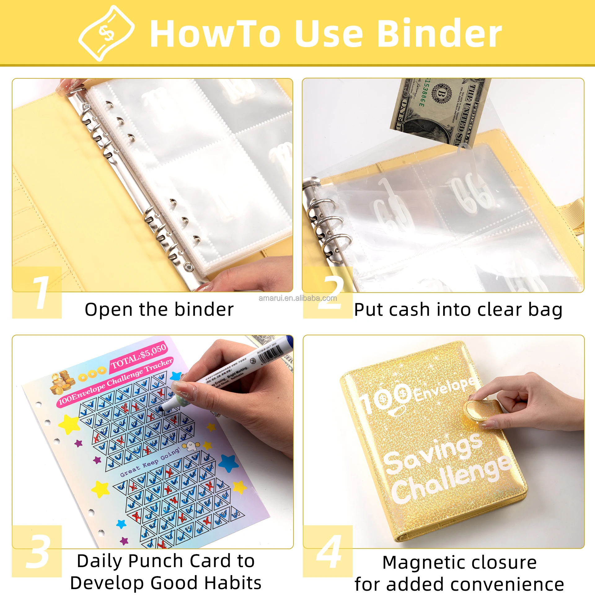 100 Day Envelope Challenge Binder Fun Budget Binder With Envelopes For