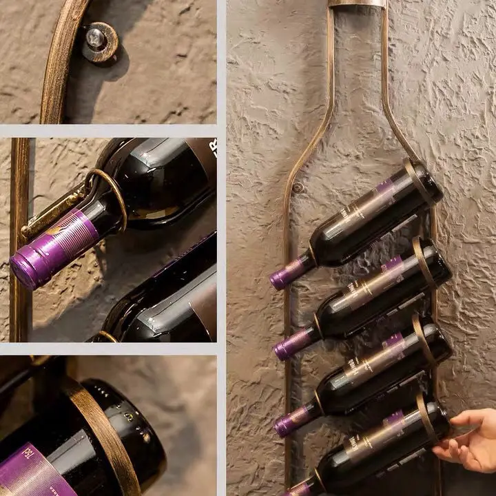Recommend Y Modern Black Metal Wall-mounted Wine Rack Iron Silver Large ...