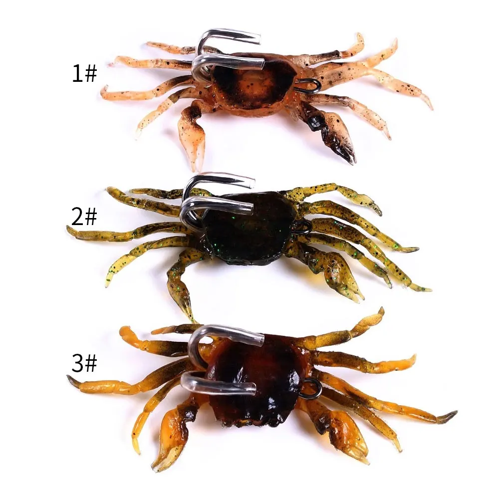 Lot De 10 Leurres Souples Pour Crabes, Simulation 3D Avec Hamecon Pointu Boucle Pour Poissons De Mer Outils De Peche~p126350039
