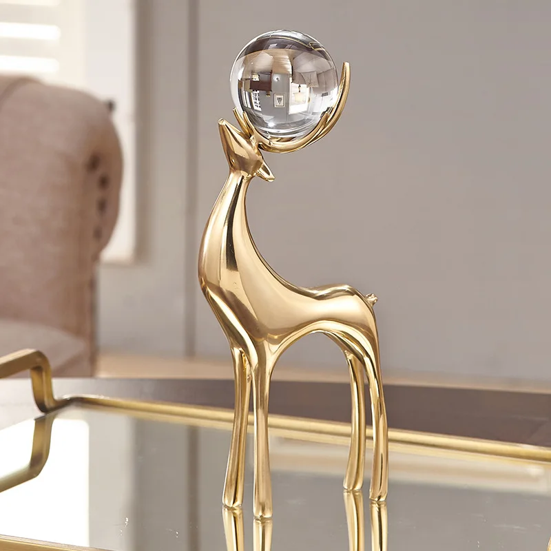 High Quality Solid Brass Deer Ornaments TV Cabinet Wine Cabinet Living Room Home Decorations