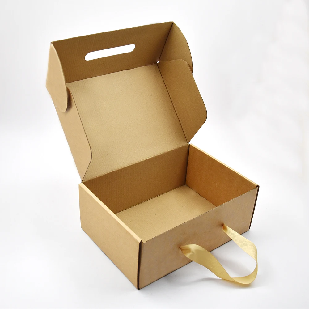 Custom Printed Recyclable Luxury Gift Packing Box with Ribbon Handle 500 Pieces MOQ