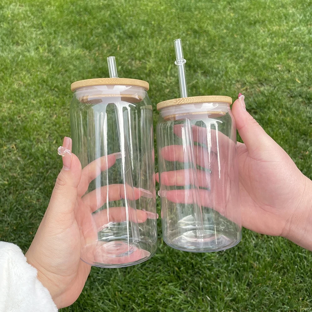 BPA Free Unbreakable Kids Acrylic Plastic 16oz Beer Glass Can Cup with  Plastic Lids and Straw 20oz Acrylic Plastic Can for Vinyl