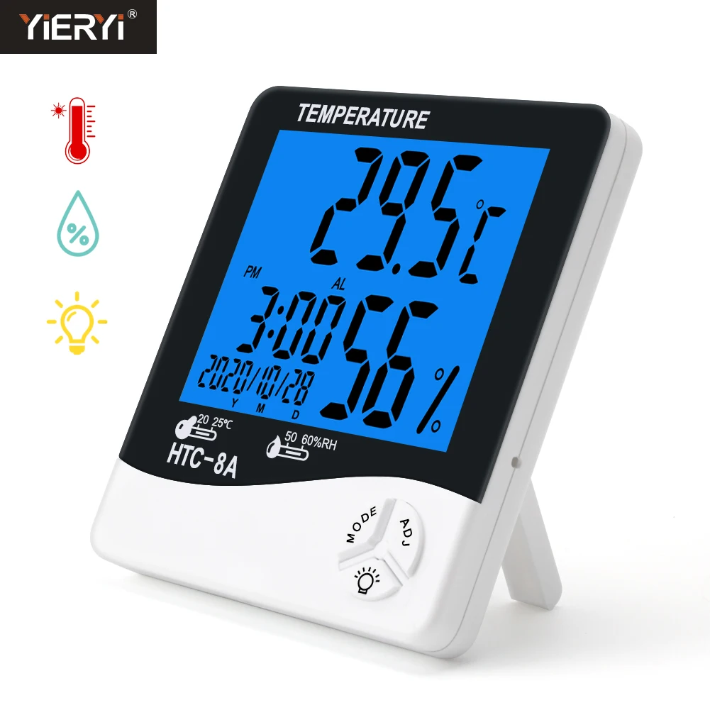 HTC-8A Digital Luminous Electronic Thermo-hygrometer Thermometer  Temperature Humidity Tester With LCD Backlight & Clock - Buy HTC-8A Digital  Luminous Electronic Thermo-hygrometer Thermometer Temperature Humidity  Tester With LCD Backlight & Clock Product on