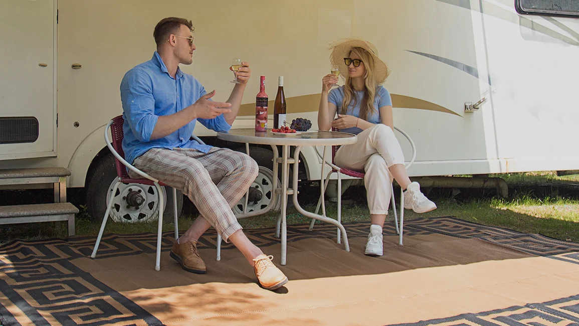 Customized Foldable Outdoor Polypropylene Lighted Rv Patio Rug Mat