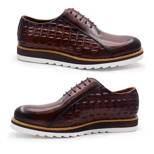 Handmade Italian Oxford Shoes for Men Premium Quality Casual Lace-Up Leather Snowflake Patina Dress Design Comfortable Spring