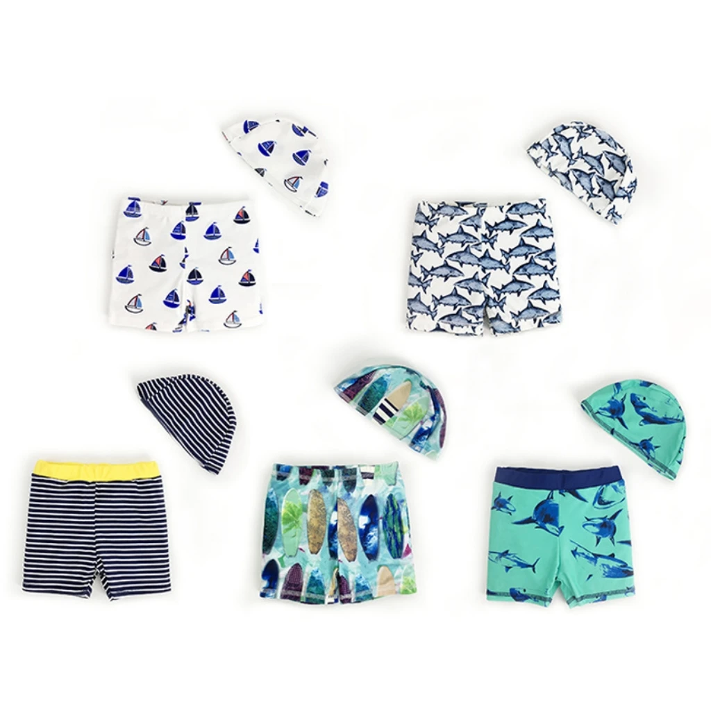 Оптовая продажа, детские пляжные штаны для плавания, солнцезащитные быстросохнущие пляжные штаны для мальчиков, шапочка для плавания