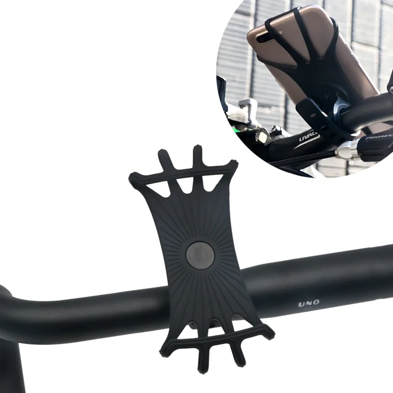 RIDERACE Silicone Bicycle Phone Holder Motorcycle Phones Mobile Handlebar Bracket Cycling Phone Stand GPS Mount for 4-6.5 Inch