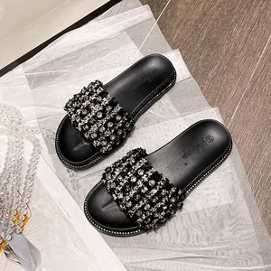 Fashion Trends Cool slippers to Wear the New Summer Flat Diamond fairy Word Size Code for Women's Shoes