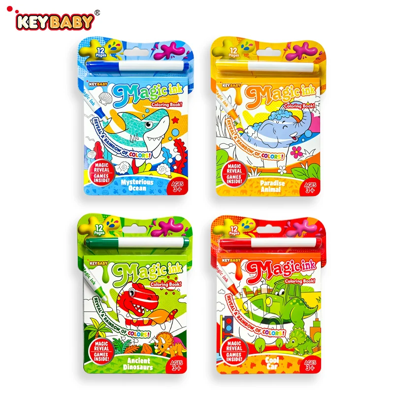 Keybaby Magic Ink Coloring Books With Magic Pen for Kids Ages 3+ Party Favor Gifts Coloring Activity Books Ocean Animals