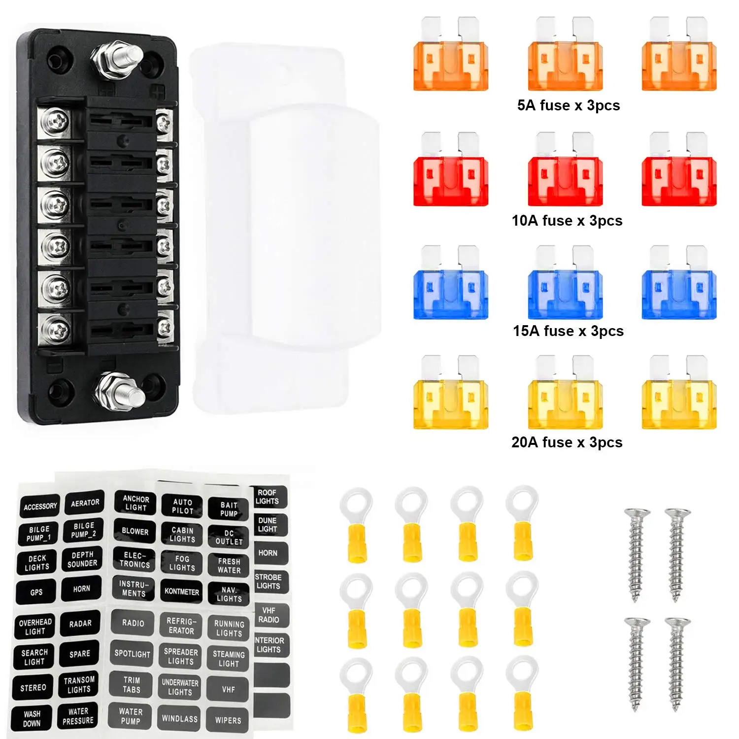 Portafusibili 6 Vie MICTUNING - Con LED Indicatore E Fusibili Inclusi, Per Auto E Barche