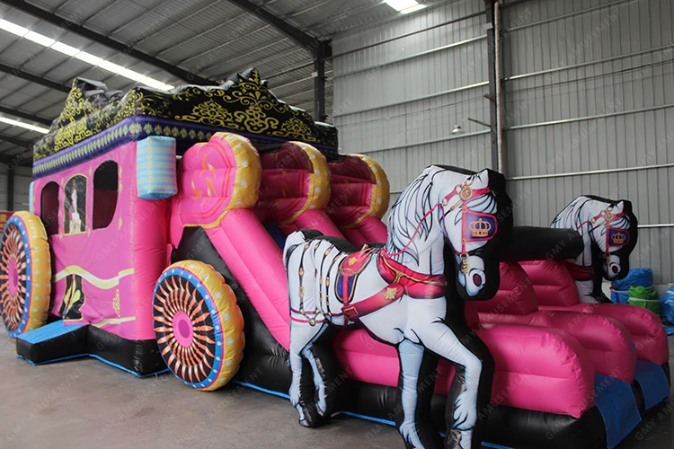 New Design Commercial Rental Giant Princess Horse Inflatable Slide Castle Outdoor Trampolines Games Kids Bouncing Play House