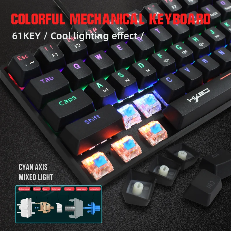 HXSJ V900B RGB USB Wired Gaming Typewriter Keyboard