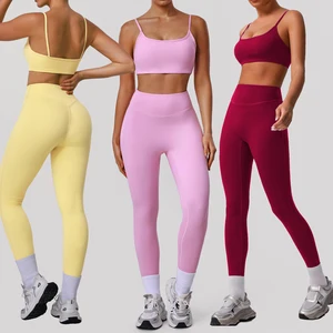 Custom Women Sportswear Gym Fitness Set Breathable Gym Yoga Pants Sports Bra Fitness 2 Pcs Yoga Wear Workout Sets