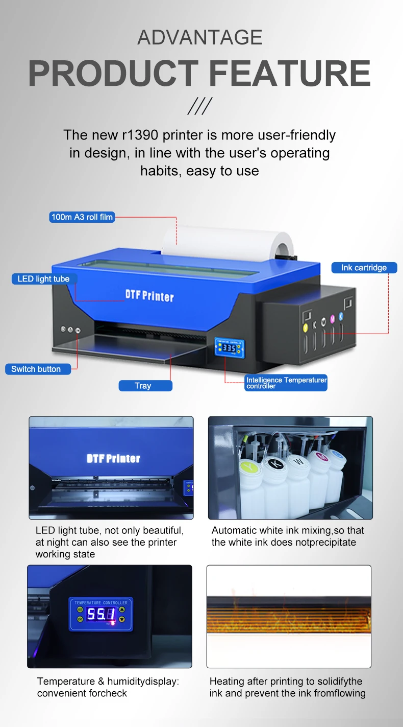 High Speed L1800 Digital Printer Dtf Ciss Ink System White Toner Pet ...