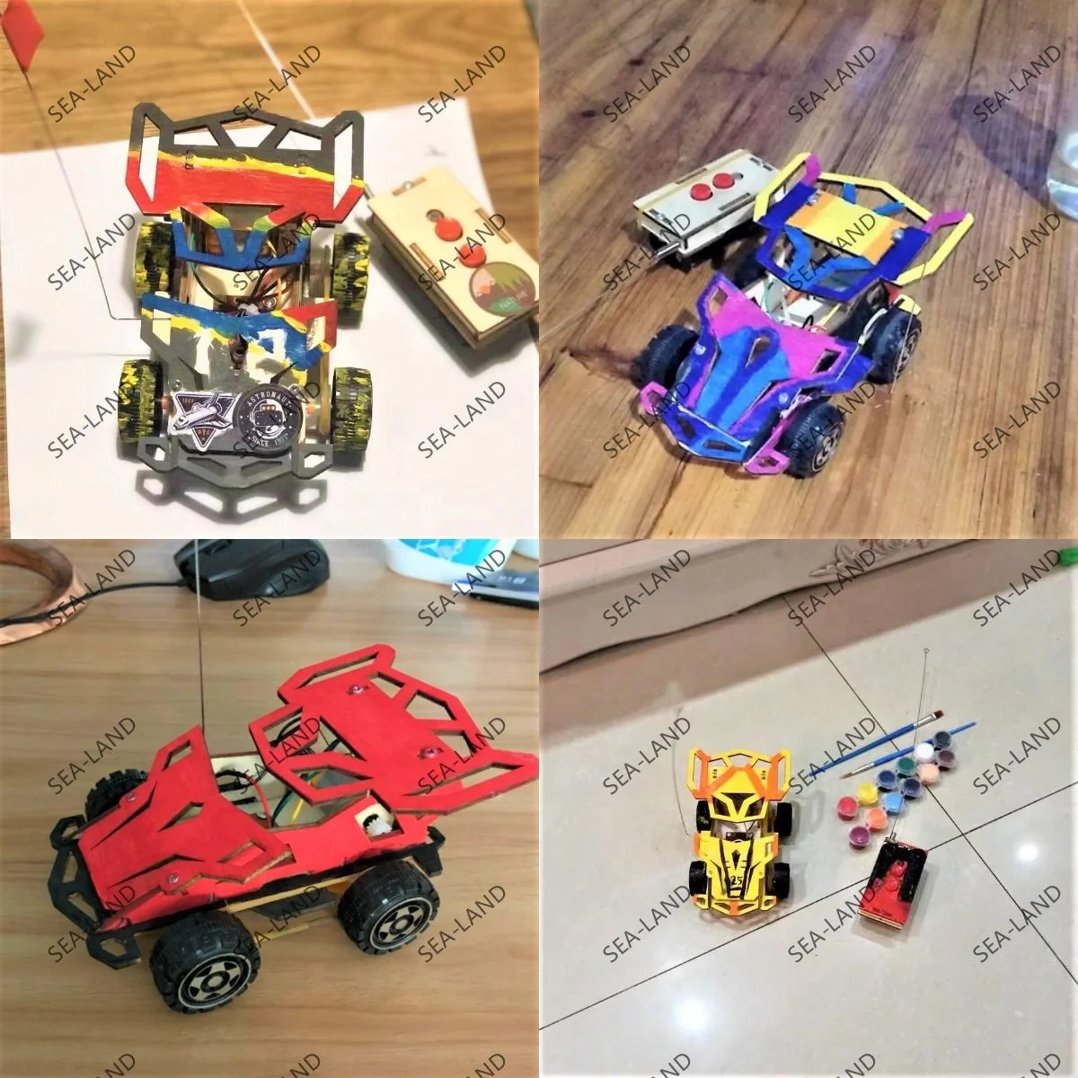 Science Wooden Learning Toy With Paint Set Engineering Kits Stem  Kids Car for Student STEM Toy Diy Wooden Car Remote Physics