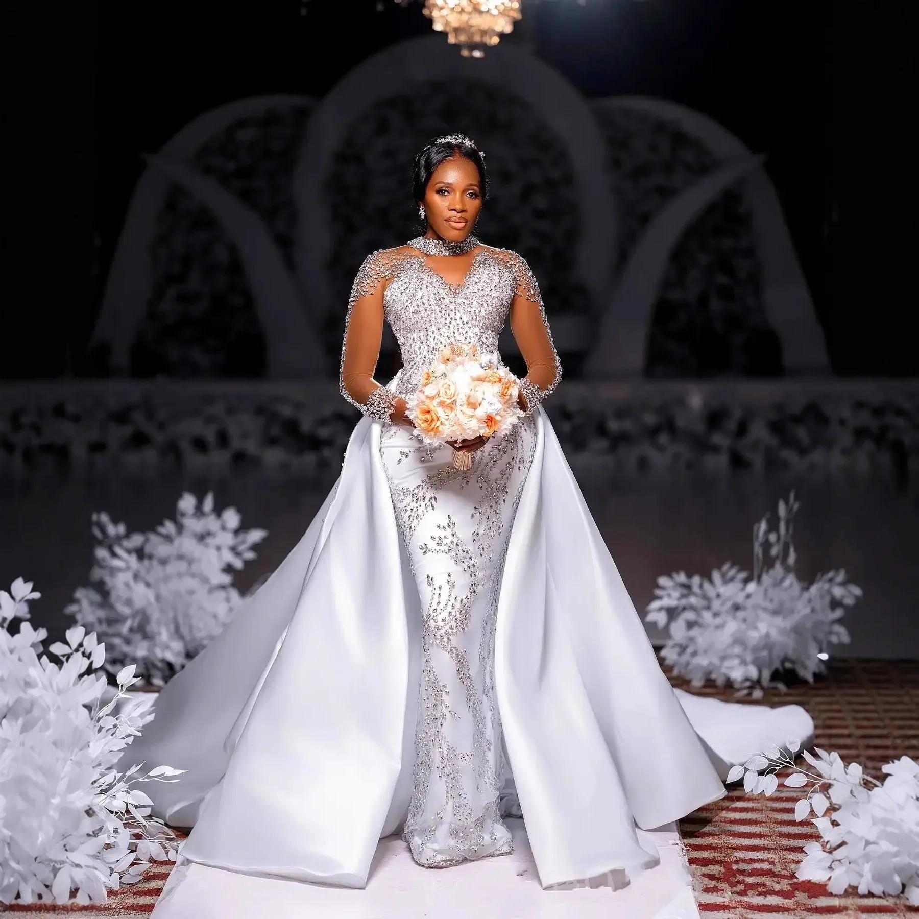 mermaid style wedding dress with detachable train Mermaid Wedding Dresses With Detachable Train TANYA BRIDAL