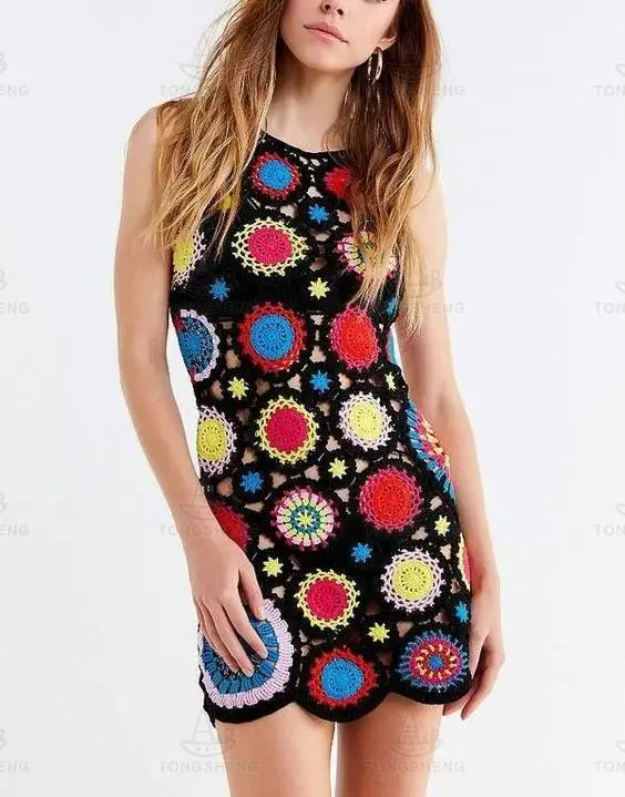Women Sweater Summer Long Handmade Backless Crochet Floral Sweater Dress  Woman Custom Crochet Knitted Crochet Mini Dress