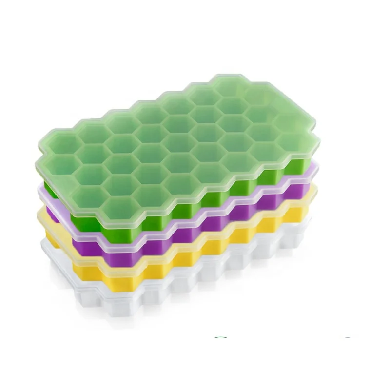 Silicone Ice Cube Tray With Lid - 37 Cavity