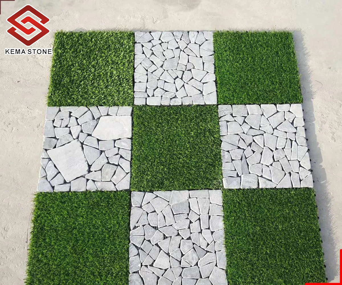 Hejse Trække ud sår Source Quick Installation Outdoor Natural Stone and Artificial Grass Mixed  Mosaic Stone Deck Tiles DIY For Courtyard Floor on m.alibaba.com